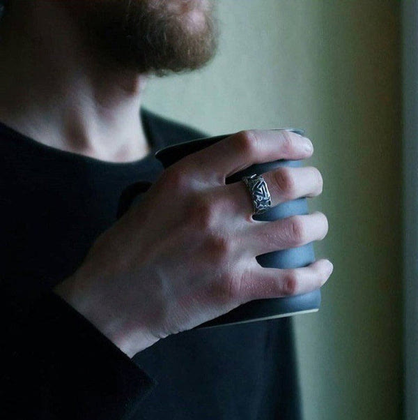 WorldNorse Vintage Unique Odin Valknut Domineering Ring - image 1