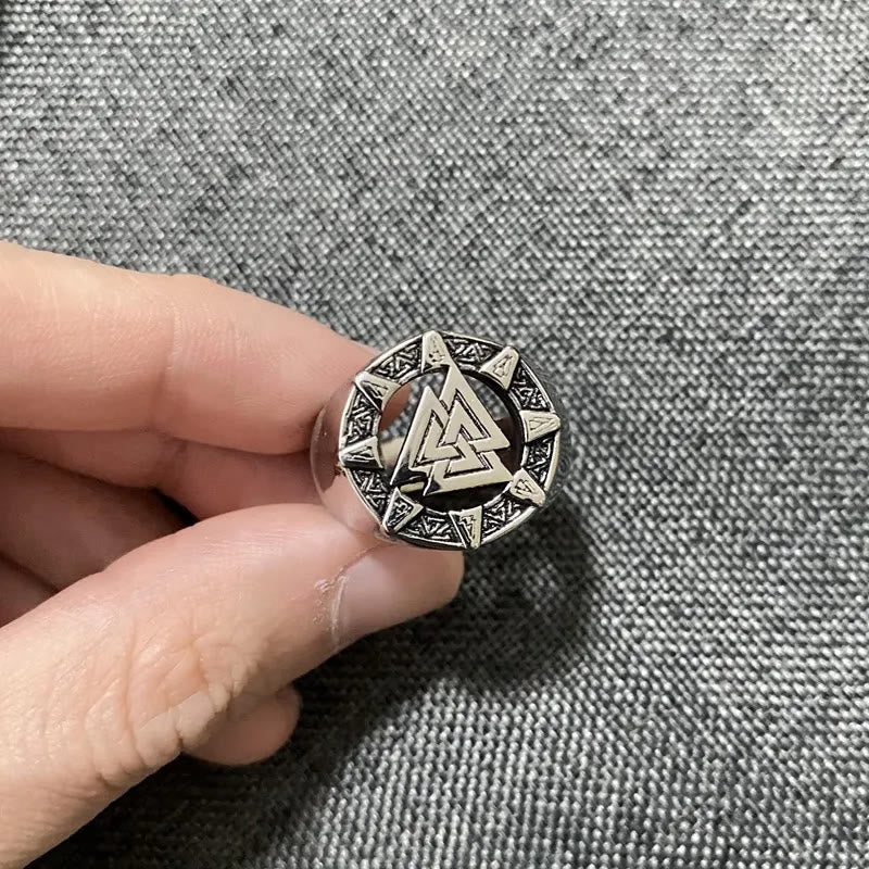 WorldNorse Valknut Triangle Biker Hollow Out Ring - image 5