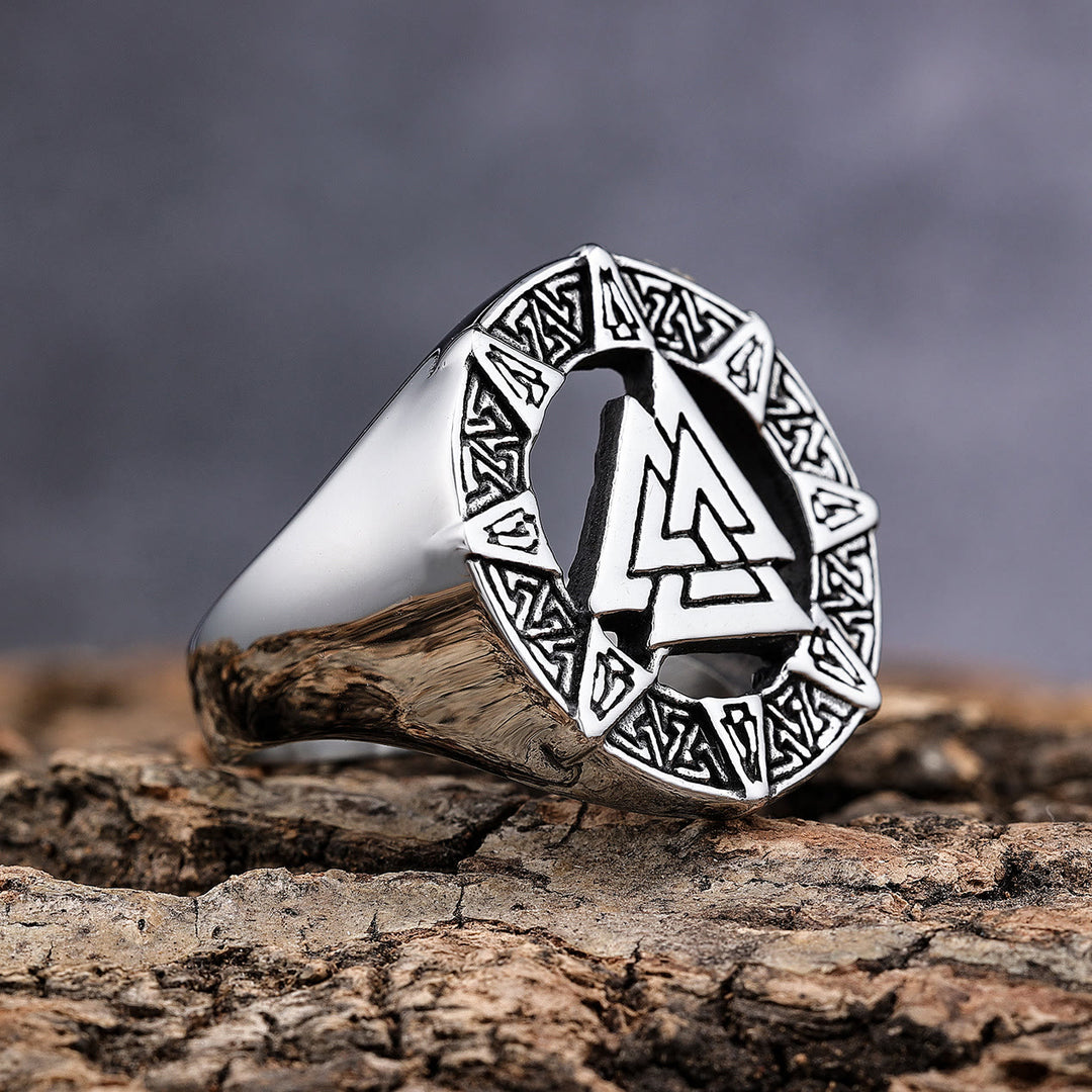 WorldNorse Valknut Triangle Biker Hollow Out Ring - image 6