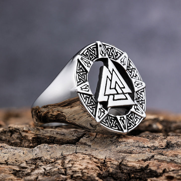 WorldNorse Valknut Triangle Biker Hollow Out Ring - image 6