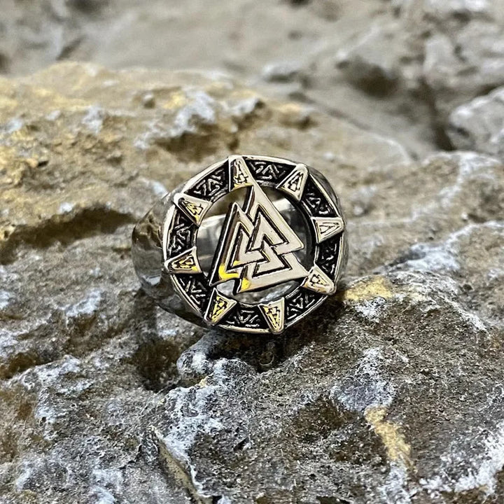 WorldNorse Valknut Triangle Biker Hollow Out Ring - UK Size Z+1（US 14) - image 0