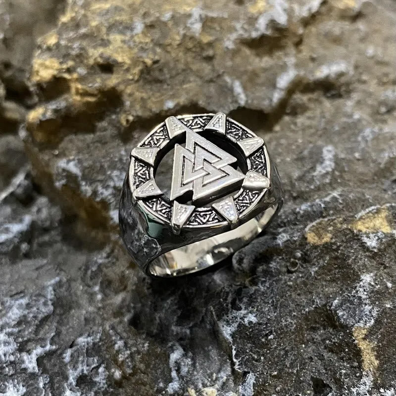 WorldNorse Valknut Triangle Biker Hollow Out Ring - image 3