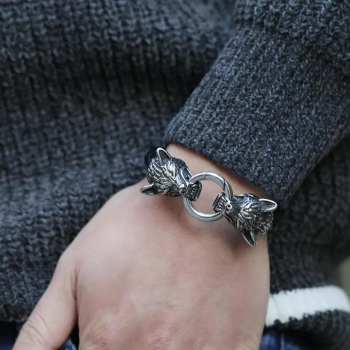 WorldNorse Odin's Wolves Leather Bracelet - image 1