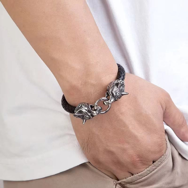 WorldNorse Odin's Wolves Leather Bracelet - image 4