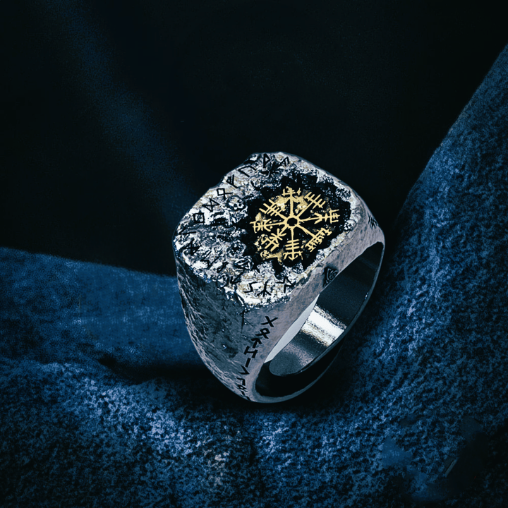WorldNorse 925 Sterling Silver Viking Signet Magic Circle Ring