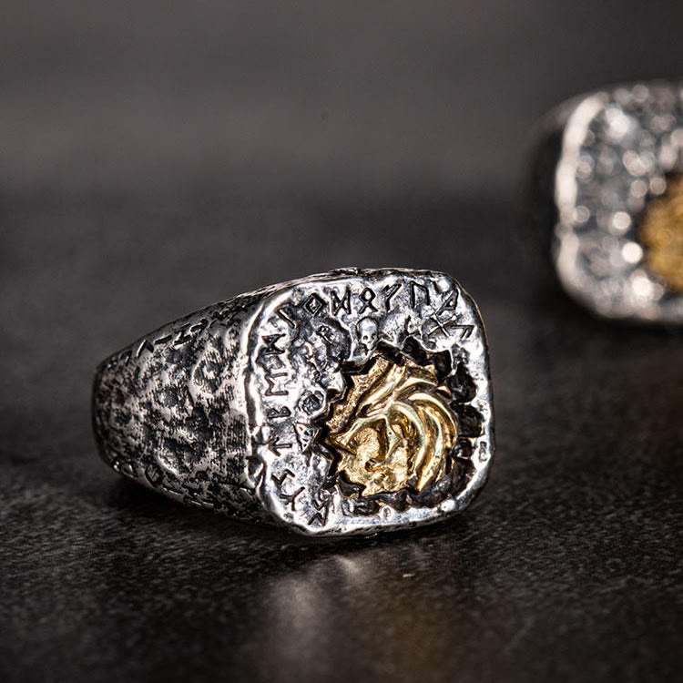 WorldNorse 925 Sterling Silver Forged Rune Ember Crest Ring - Adjustable - image 0