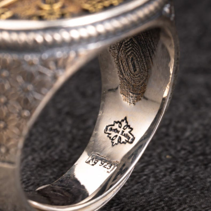 WorldNorse 925 Sterling Silver Vegvisir Skull Inlaid Ring - image 5