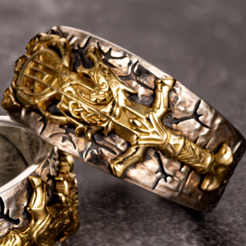 WorldNorse Handcrafted 925 Silver Sword Norse Dragon Open Ring - image 4