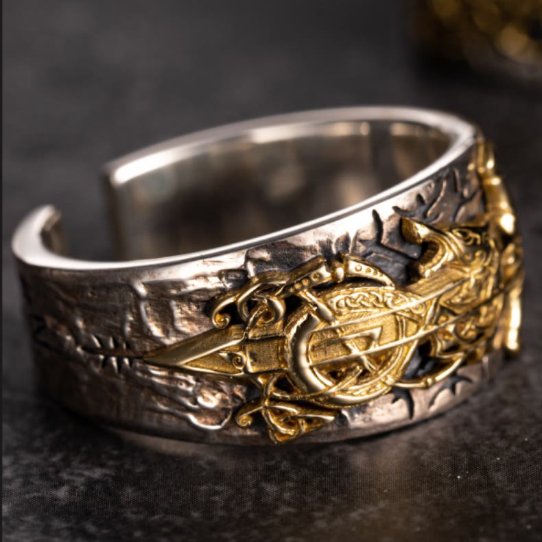 WorldNorse Handcrafted 925 Silver Sword Norse Dragon Open Ring - image 2