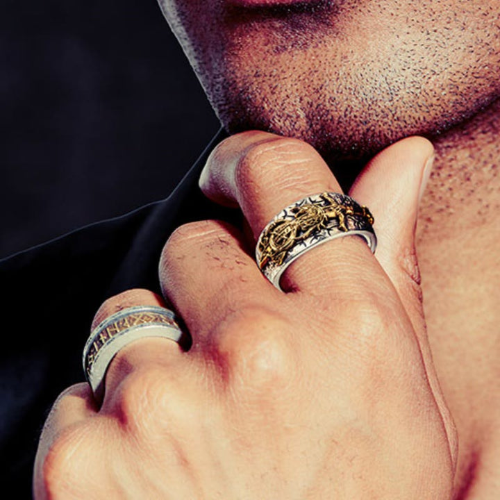 WorldNorse Handcrafted 925 Silver Sword Norse Dragon Open Ring - image 2