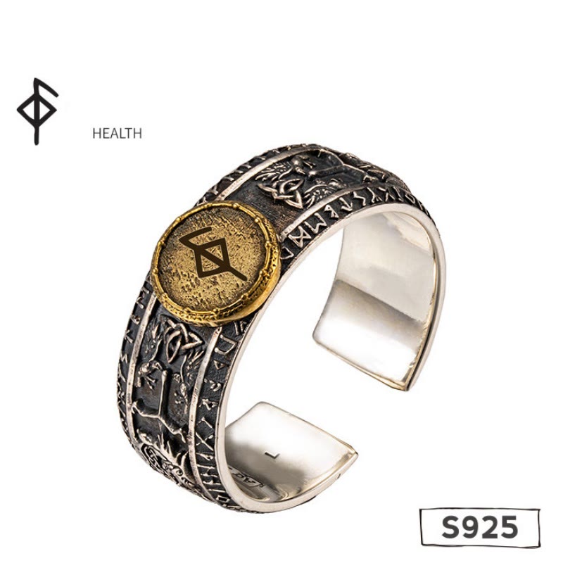 WorldNorse Handcrafted 925 Silver Dragon Runes Open Ring - Health - UK Size V1/2 (US 11)-UK Size Y (US 12) - image 9