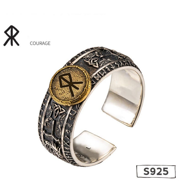 WorldNorse Handcrafted 925 Silver Dragon Runes Open Ring - image 5