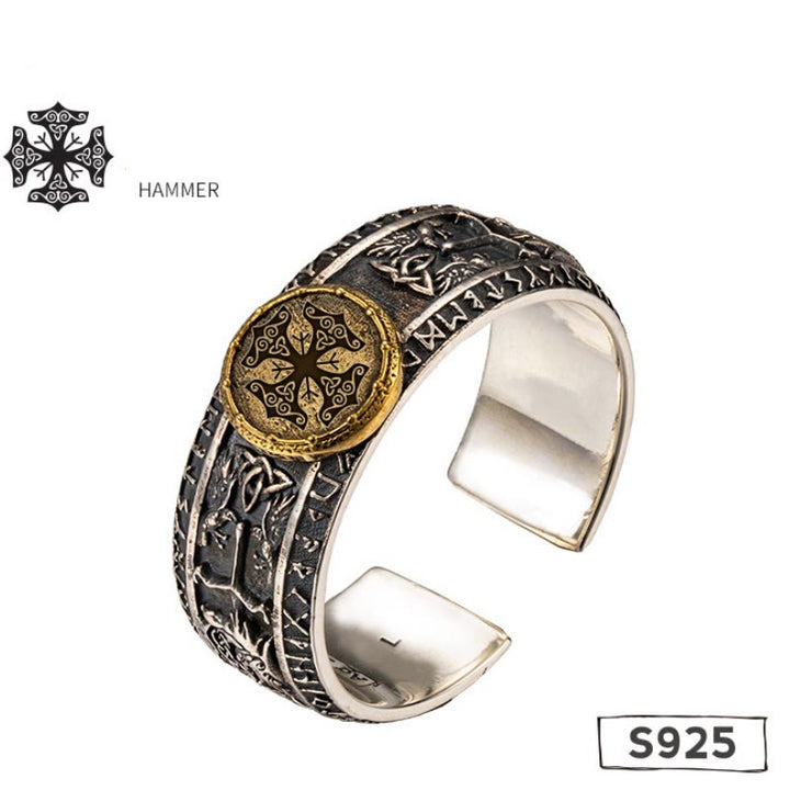 WorldNorse 925 Sterling Silver Dragon Runes Open Ring - Hammer - UK Size V1/2 (US 11)-UK Size Y (US 12) - image 12