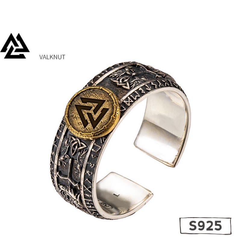 WorldNorse Handcrafted 925 Silver Dragon Runes Open Ring - Valknut - UK Size V1/2 (US 11)-UK Size Y (US 12) - image 11