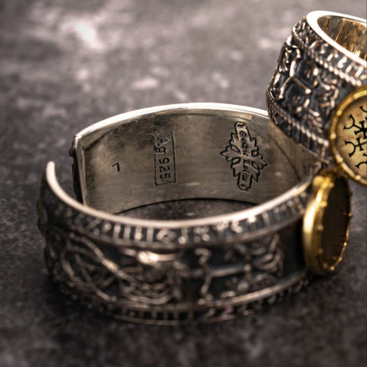 WorldNorse Handcrafted 925 Silver Dragon Runes Open Ring - image 3