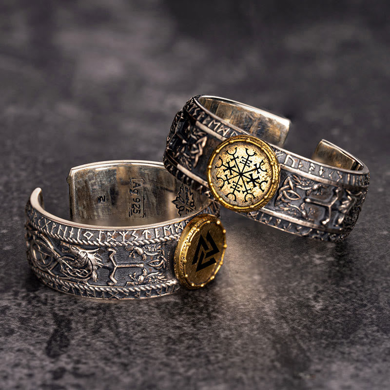 WorldNorse 925 Sterling Silver Dragon Runes Open Ring - image 2