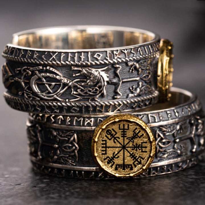 WorldNorse Handcrafted 925 Silver Dragon Runes Open Ring - image 4