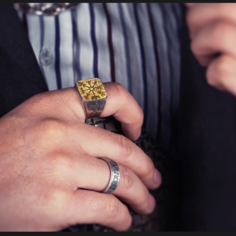 WorldNorse 925 Sterling Silver Vegvisir Viking Signet Ring - image 2