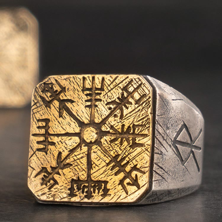WorldNorse 925 Sterling Silver Vegvisir Viking Signet Ring - Adjustable - image 0