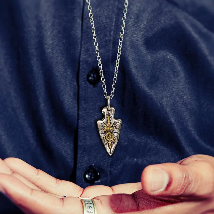 WorldNorse 925 Sterling Silver Dragon Sword Necklace