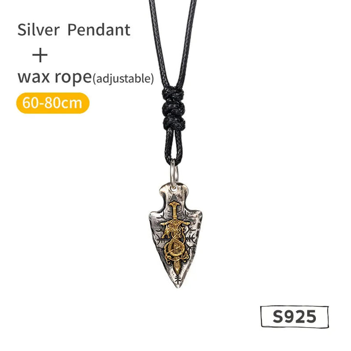 WorldNorse 925 Sterling Silver Dragon Sword Necklace