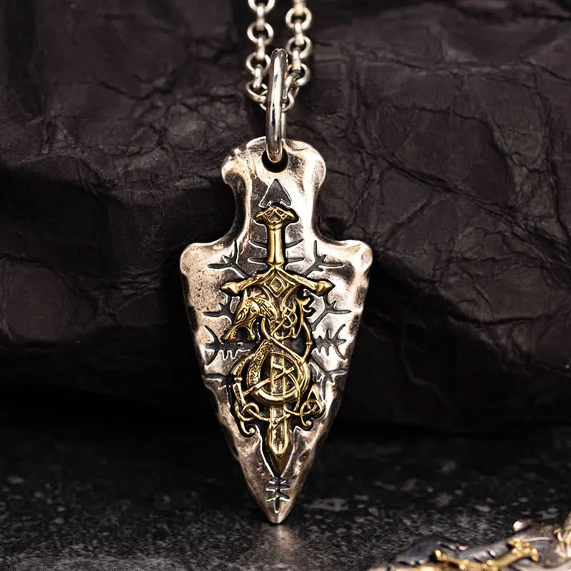WorldNorse 925 Sterling Silver Dragon Sword Necklace - image 0