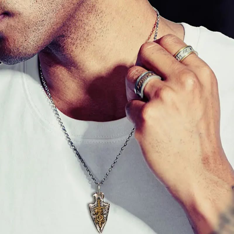 WorldNorse 925 Sterling Silver Dragon Sword Necklace - image 4