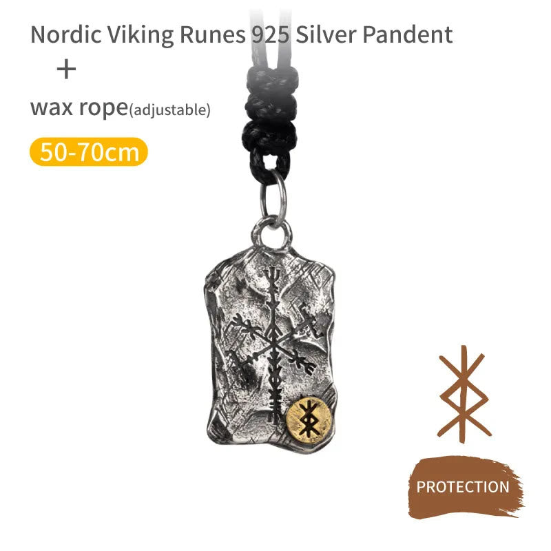 WorldNorse Handcrafted 925 Silver Rune With Vegvisir Necklace - Protection - Wax Rope - image 7