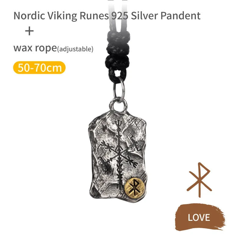 WorldNorse 925 Sterling Silver Rune With Vegvisir Necklace