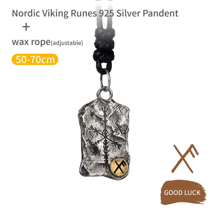 WorldNorse 925 Sterling Silver Rune With Vegvisir Necklace