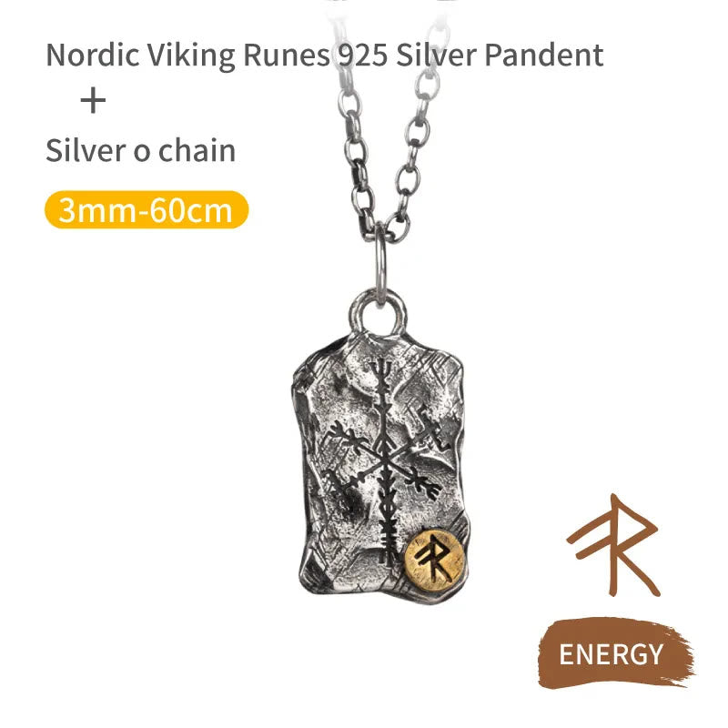WorldNorse Handcrafted 925 Silver Rune With Vegvisir Necklace - Energy - Chain - image 4