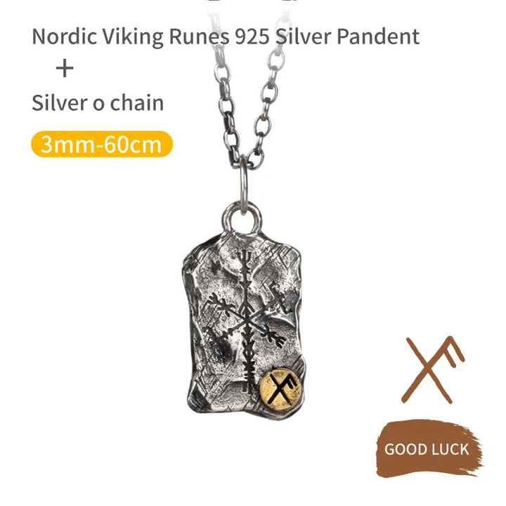 WorldNorse 925 Sterling Silver Rune With Vegvisir Necklace
