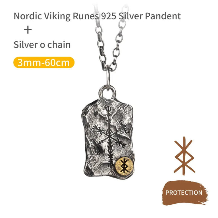 WorldNorse 925 Sterling Silver Rune With Vegvisir Necklace