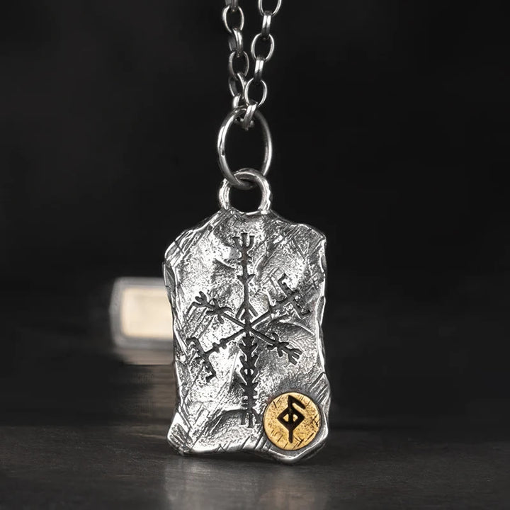 WorldNorse 925 Sterling Silver Rune With Vegvisir Necklace