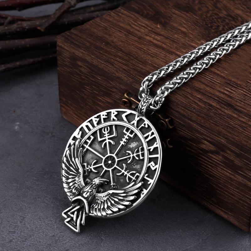 WorldNorse Norse Raven & Vegvisir Viking Symbol Necklace - image 2