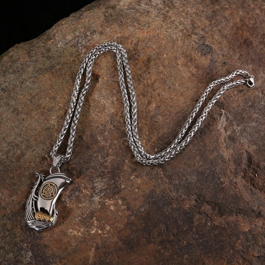 WorldNorse Viking Pirate Ship Valknut Necklace