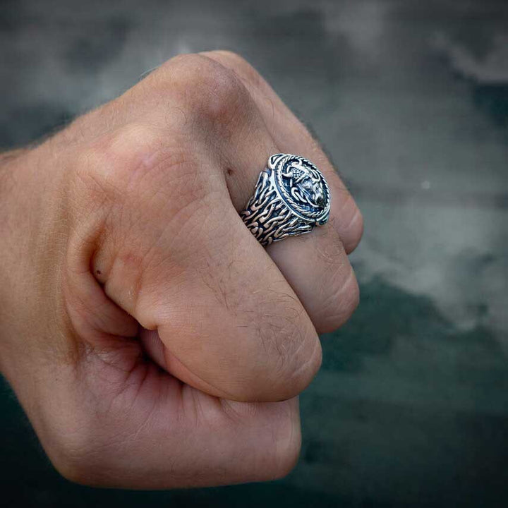 WorldNorse Odin Head Totem Tribal Celtic Knot Ring