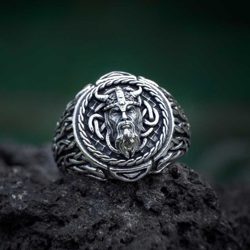 WorldNorse Odin Head Totem Tribal Celtic Knot Ring