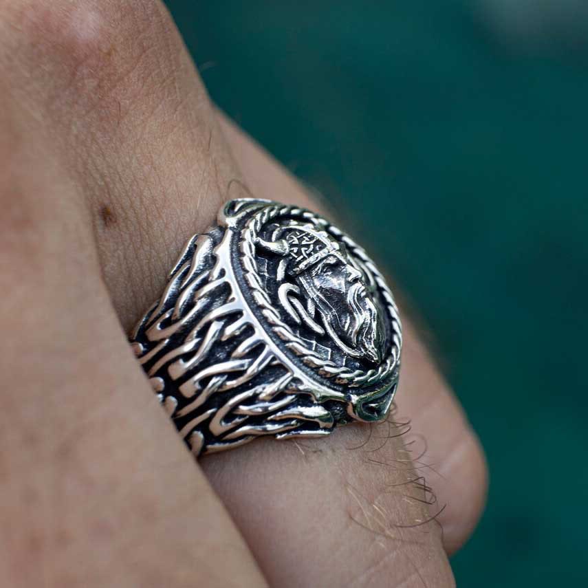 WorldNorse Odin Head Totem Tribal Celtic Knot Ring - image 2