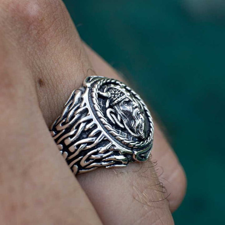 WorldNorse Odin Head Totem Tribal Celtic Knot Ring - image 2