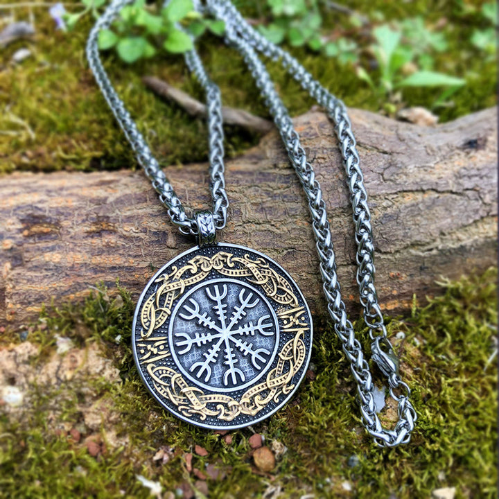 WorldNorse Helm of Awe Pendant Necklace - Silver&Gold - image 0