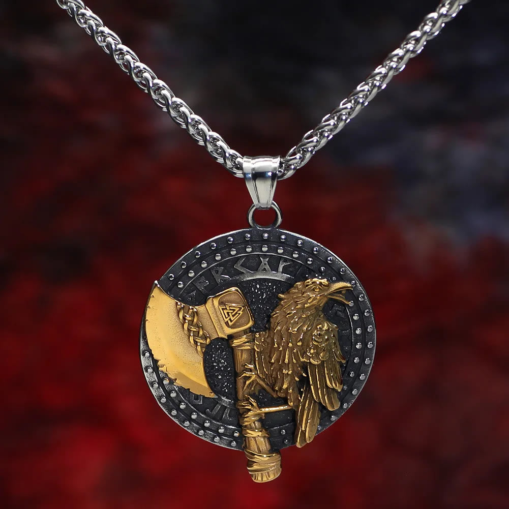 WorldNorse Raven And Axe With Runes Necklace - image 5