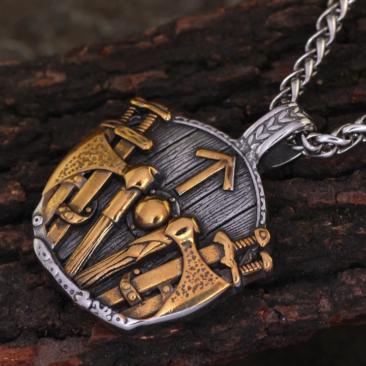 WorldNorse Shield Sword Rune Weapons Necklace