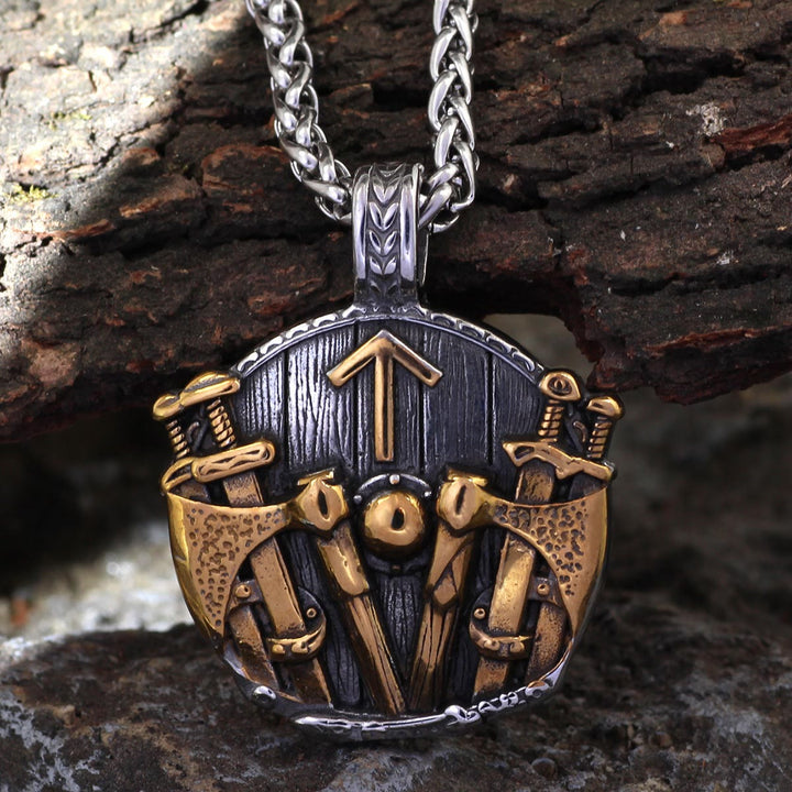 WorldNorse Shield Sword Rune Weapons Necklace
