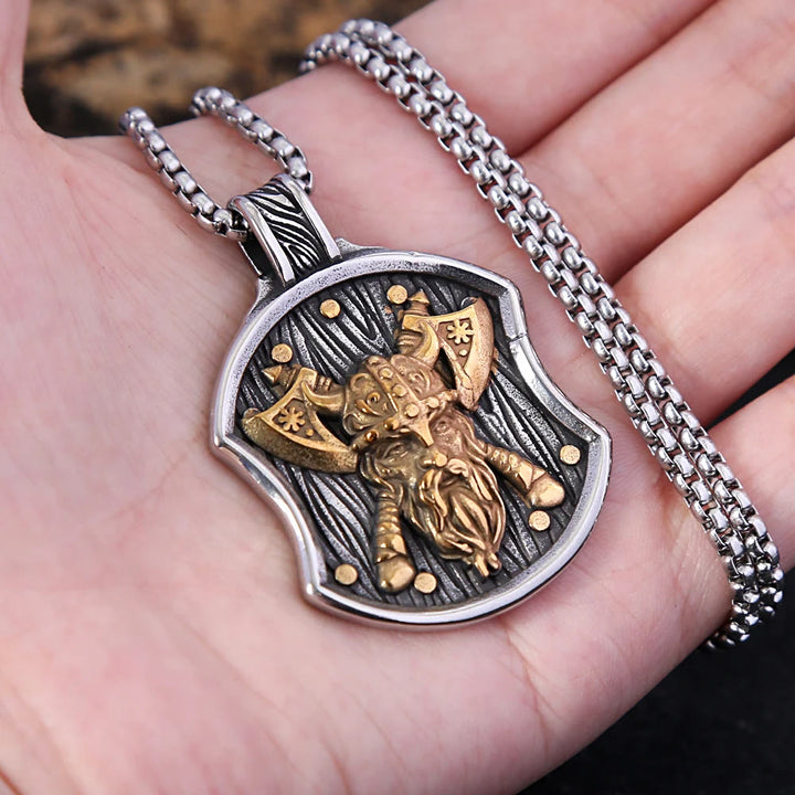 WorldNorse Odin Warrior Axe Shield Necklace