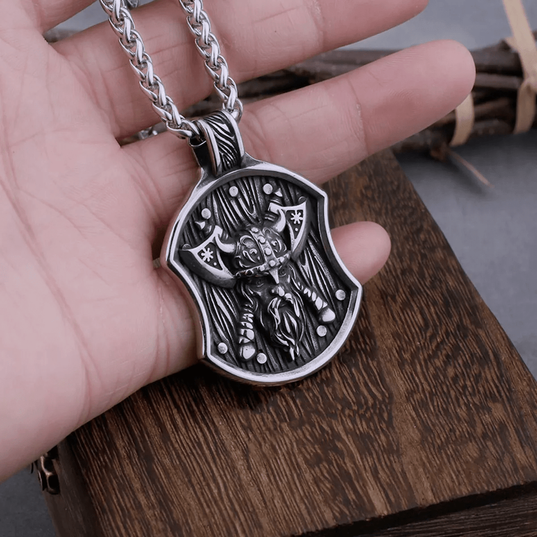 WorldNorse Odin Warrior Axe Shield Necklace