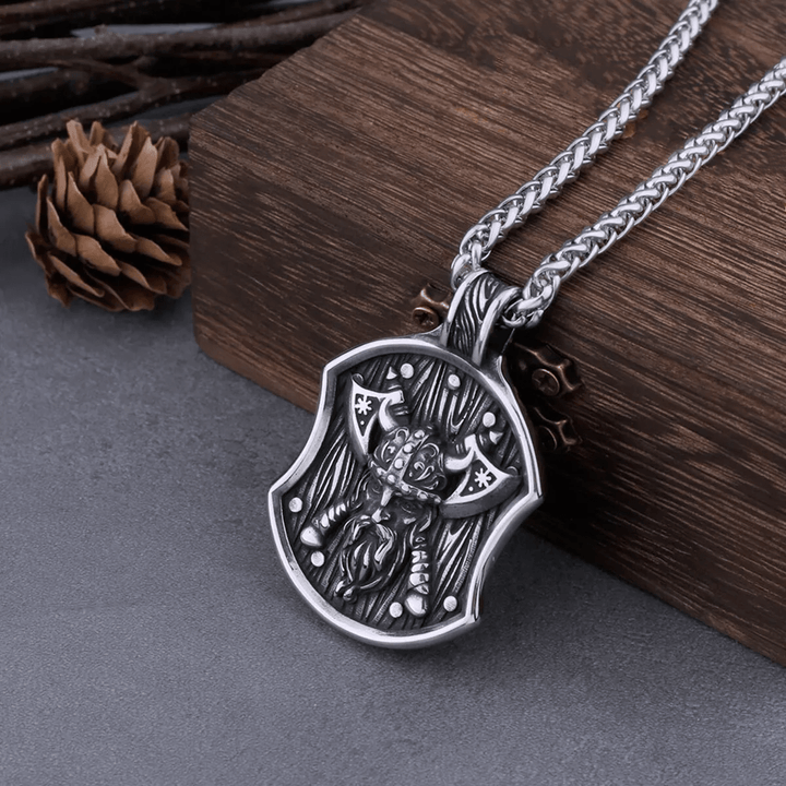 WorldNorse Odin Warrior Axe Shield Necklace