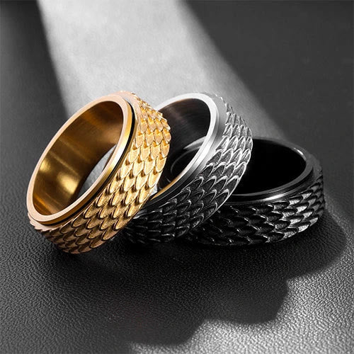 WorldNorse Retro Dragon Scale Spinner Anxiety Ring - image 5
