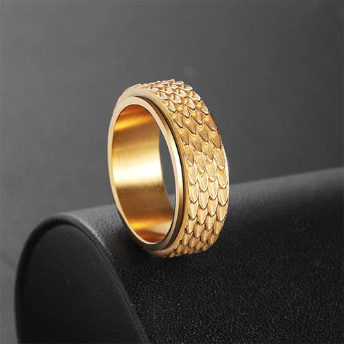 WorldNorse Retro Dragon Scale Spinner Anxiety Ring - Gold - UK Size Z（US 13) - image 7