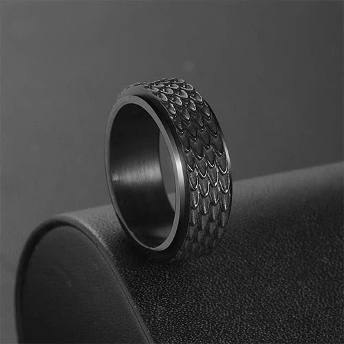 WorldNorse Retro Dragon Scale Spinner Anxiety Ring - Black - UK Size Z（US 13) - image 10